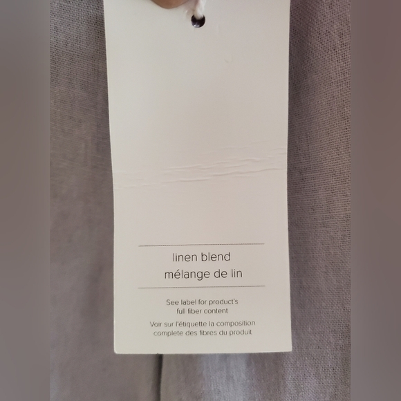 NWT Joie Linen Blend Gray Wide Leg Pants Size L Tie Elastic Waist Pockets - Picture 7 of 9